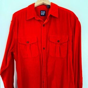 Unisex orange/red corduroy shirt
